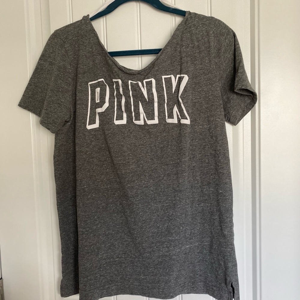 PINK off the shoulder campus tee